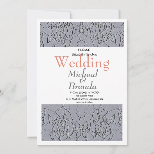 Faire-part de mariage Motif Rose en pierre (Devant)