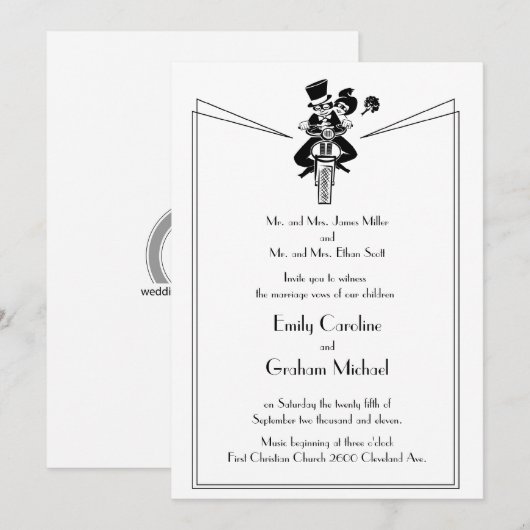 Faire-part de mariage moto (Devant / Derrière)