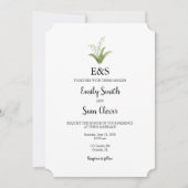 Faire-part de mariage Muguet Monogramme Rayure ble (Devant)