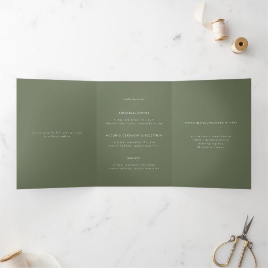 Faire-part de mariage multi-événements minimal Ver (Intérieur)
