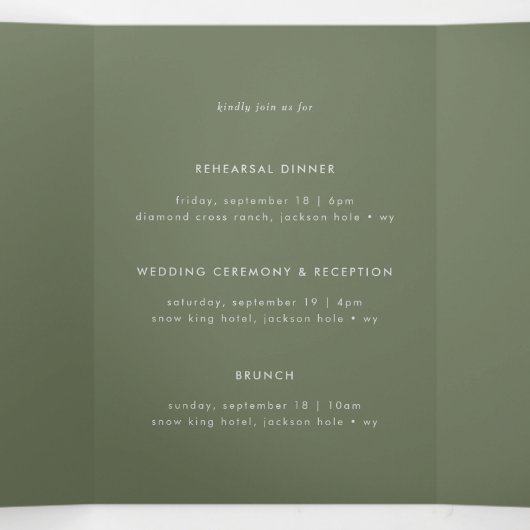 Faire-part de mariage multi-événements minimal Ver (Intérieur au milieu)