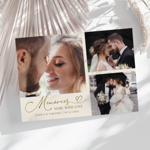 Faire-part de mariage multi-photos crème Mémoires