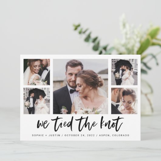 Faire-part de mariage multi-photos en script décon (Debout devant)