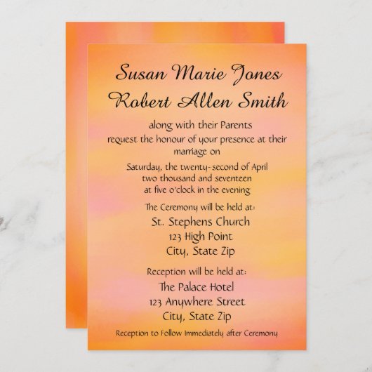 Faire-part de mariage multicolore (Devant / Derrière)