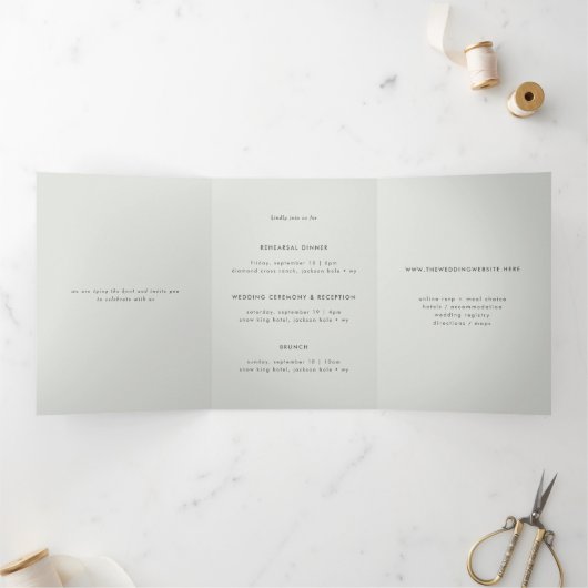 Faire-part de mariage multiévénement gris clair mi (Intérieur)