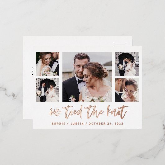 Faire-part de Mariage multiphoto décontracté Scrip (Recto/Verso)