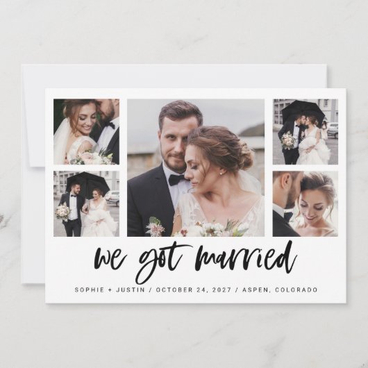 Faire-part de mariage multiphoto décontracté Scrip (Devant)