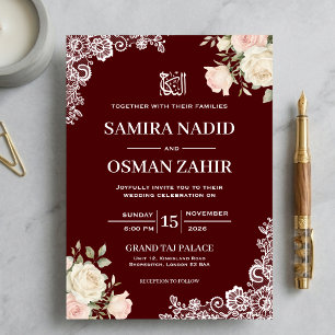 Faire-part de mariage musulman Nikkah en dentelle