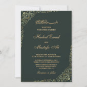 faire-part de mariage musulman vert et or (Devant)