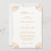 Faire-part de mariage musulmane blanche et or (Devant)
