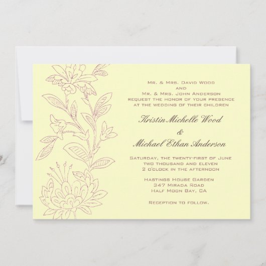 Faire-part de mariage naturel/Rose (Devant)