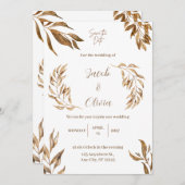 Faire-part de mariage naturelle blanche et brune (Devant / Derrière)