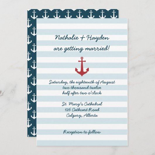 Faire-part de mariage nautique (Devant / Derrière)