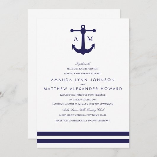 Faire-part de mariage nautique (Devant / Derrière)