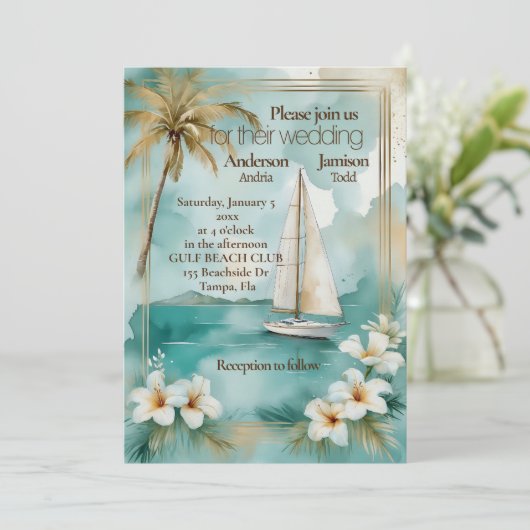 Faire-part de mariage nautique (Debout devant)