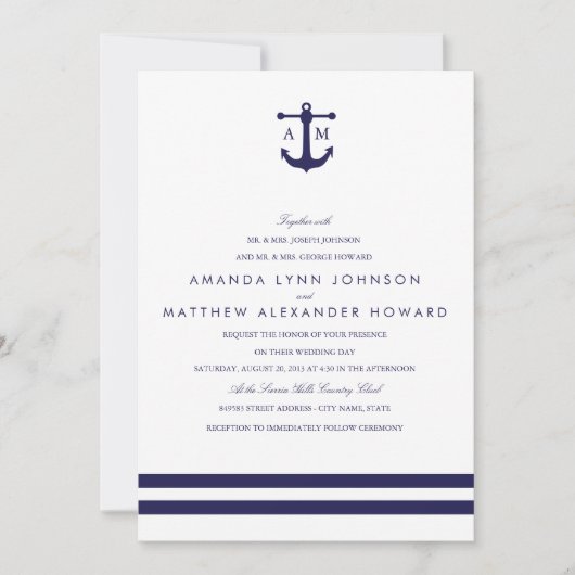 Faire-part de mariage nautique (Devant)