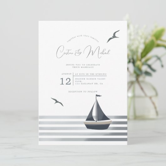 Faire-part de mariage nautique (Debout devant)