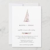 Faire-part de mariage nautique à voilier aquarelle (Devant)