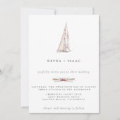 Faire-part de mariage nautique à voilier aquarelle (Devant)
