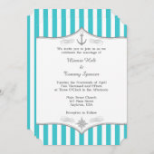 Faire-part de mariage nautique bleu turquoise (Devant / Derrière)
