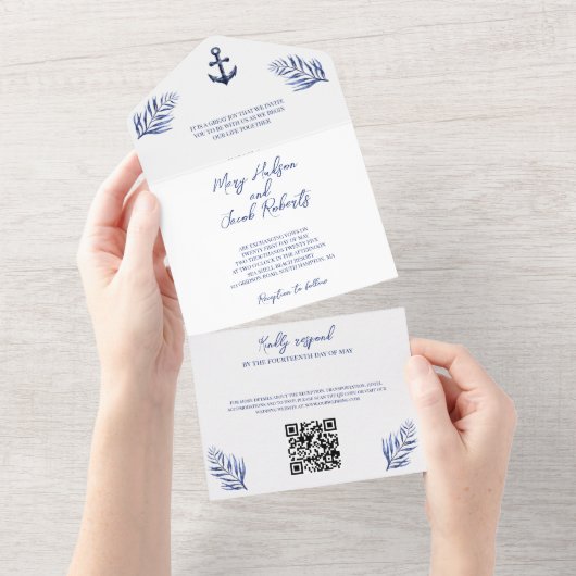 Faire-part de mariage nautique côtier (Déchirure)