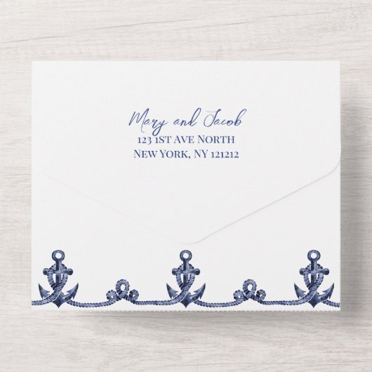 Faire-part de mariage nautique côtier (Verso)