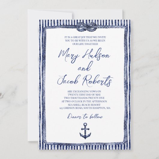 Faire-part de mariage nautique côtier (Devant)