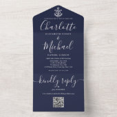 Faire-part de mariage nautique d'ancre de code QR  (À l'intérieur)