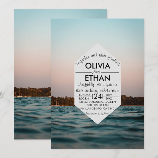 Faire-part de mariage nautique de la marine modern (Devant / Derrière)