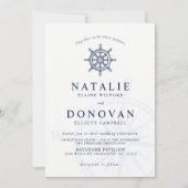 Faire-part de mariage nautique de la roue du navir (Devant)