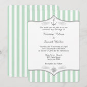 Faire-part de mariage nautique gris blanc vert men (Devant / Derrière)