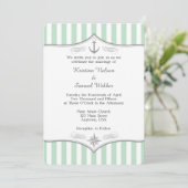 Faire-part de mariage nautique gris blanc vert men (Debout devant)