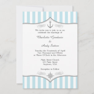 Faire-part de mariage nautique gris bleu poudre