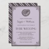 Faire-part de mariage nautique gris pourpre (Devant / Derrière)