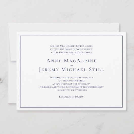 Faire-part de mariage naval formel avec bordure (Devant)