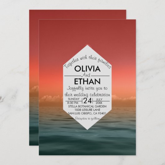 Faire-part de mariage navale d'été hawaii (Devant / Derrière)