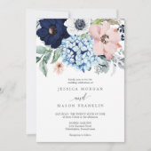 Faire-part de mariage Navy Blooms (Devant)