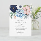 Faire-part de mariage Navy Blooms (Debout devant)