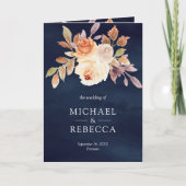Faire-part de mariage Navy Blue avec code QR flora (Devant)
