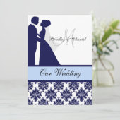 Faire-part de mariage Navy, Blue et White Couple (Debout devant)