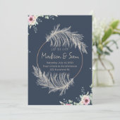 Faire-part de mariage Navy Blue & Gold Save The Da (Debout devant)