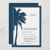 Faire-part de mariage Navy Blue Palm Tree (Devant / Derrière)