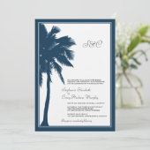 Faire-part de mariage Navy Blue Palm Tree (Debout devant)
