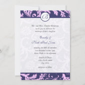 Faire-part de mariage Navy Blue & Pink Damask (Dos)