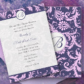 Faire-part de mariage Navy Blue & Pink Damask