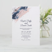 Faire-part de mariage Navy Blush Brushstroke (Debout devant)