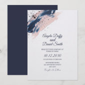 Faire-part de mariage Navy Blush Brushstroke (Devant / Derrière)