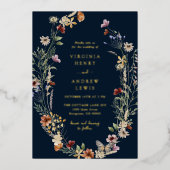 Faire-part de mariage Navy Boho Gold Foil (Recto)