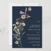 Faire-part de mariage Navy Boho Wildflowers (Devant)