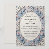 Faire-part de mariage Navy Botanical Scroll (Devant / Derrière)